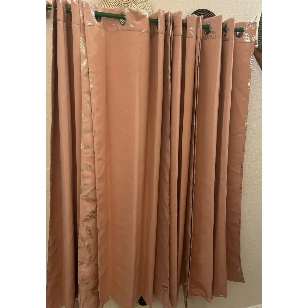 Deconovo pink with silver leaf curtains 4 panels 40